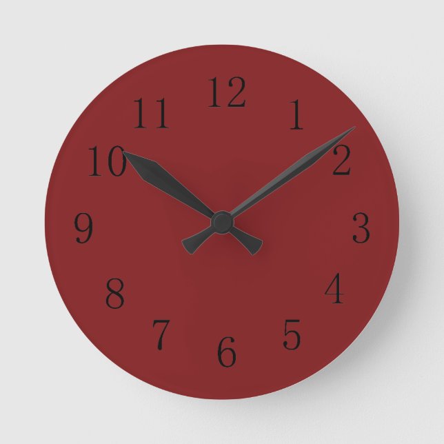 Darker Chocolatey Falu Red Kitchen Wall Clock (Front)