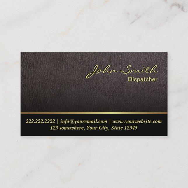 Darker Leather Texture Dispatcher Business Card (Front)