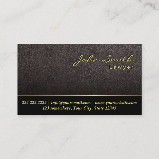 Darker Leather Texture Lawyer Business Card (Front)