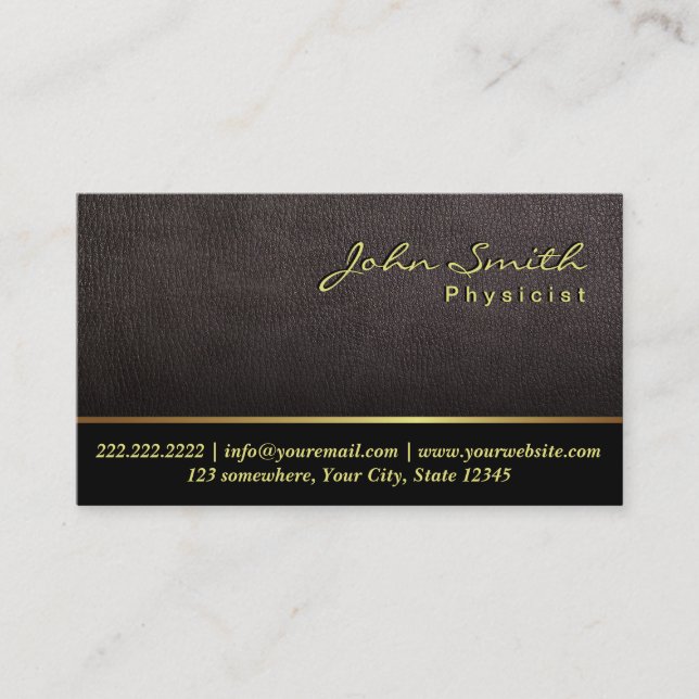Darker Leather Texture Physicist Business Card (Front)