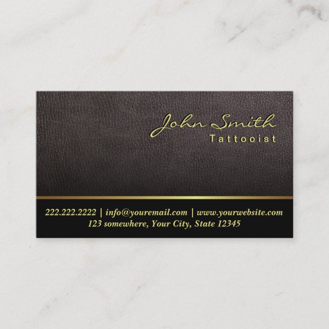 Darker Leather Texture Tattoo Art Business Card (Front)