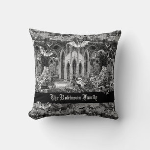 Darkest Gothic Vampires Crypt Graves Bats Goth Bat Throw Pillow