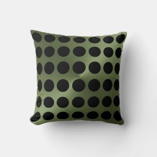 DarkGreen and Black Modern Big Dots Print Throw Pillow