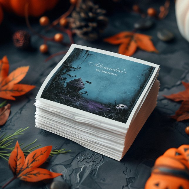 Darkly Elegant Spooky ONE Birthday Napkin (Creator Uploaded)