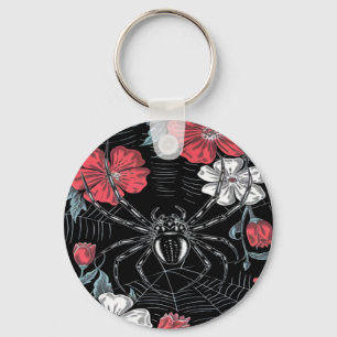 Darkly Romantic Spider Floral Keychain