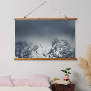 Darkness and clouds covering mountain hanging tapestry