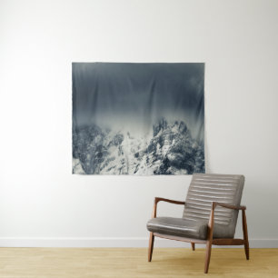 Darkness and clouds covering mountain tapestry