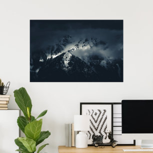 Darkness and clouds over the mountains poster