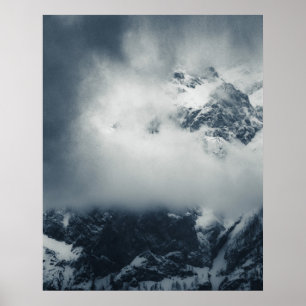 Darkness and mysterious clouds over the mountain poster