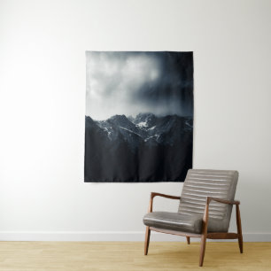 Darkness and storm brewing at mountains tapestry