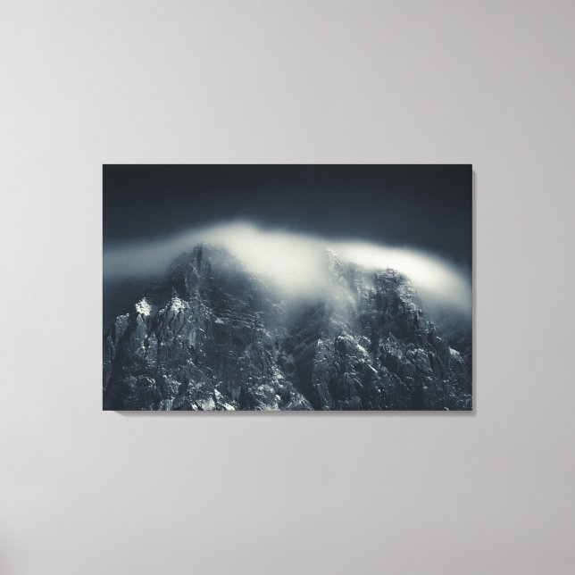 Darkness and white clouds over the mountains canvas print (Front)