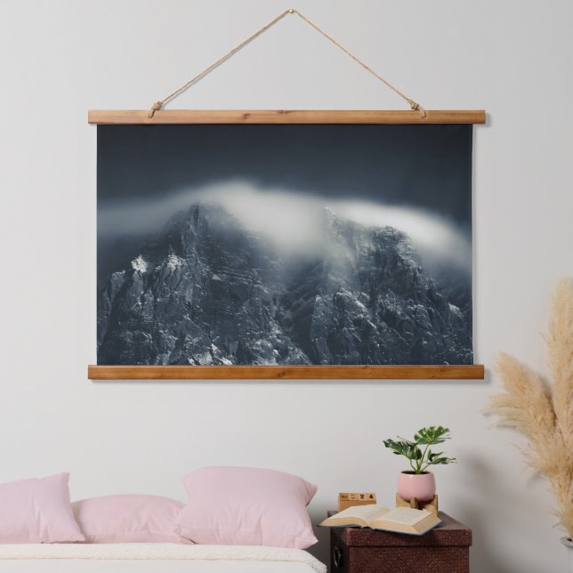 Darkness and white clouds over the mountains hanging tapestry (Bedroom)