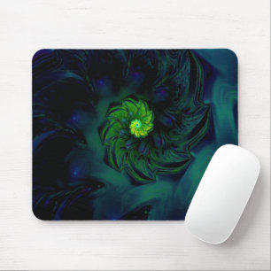 Darkness   Blue and Green Fractal Art Mouse Pad
