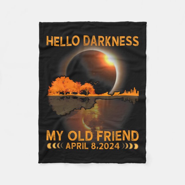 Darkness My Friend Solar Eclipse April 8 2024 Funn Fleece Blanket (Front)