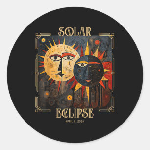 Darkness My Old Friend Cat Solar Eclipse April 08 Classic Round Sticker