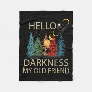 Darkness My Old Friend Solar Eclipse April 08 Fleece Blanket