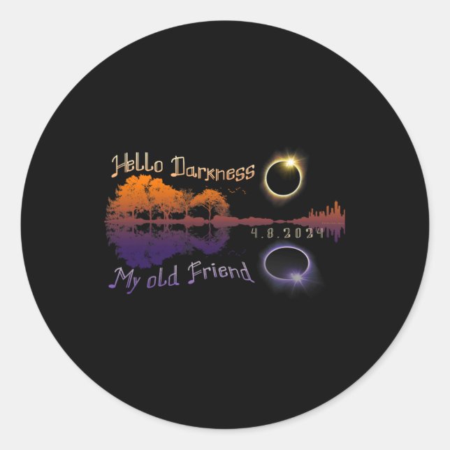 Darkness My Old Friend Solar Eclipse  Classic Round Sticker (Front)