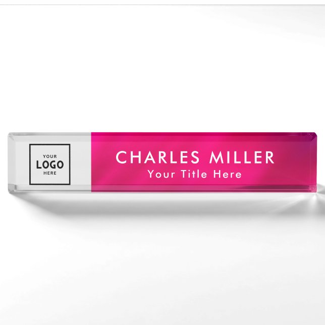 Darkpink Simple Modern Professional business logo  Nameplate (Front)