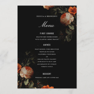 DarkRomantic Floral Dutch Master Painterly Wedding Menu