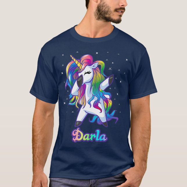 DARLA Name Personalized Custom Rainbow Unicorn T-Shirt (Front)