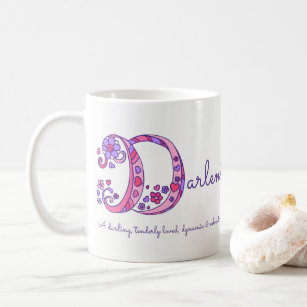 Darlene name meaning decorative D monogram mug