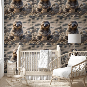 Darling Baby Sloth Playing In Beach Sand, Wallpaper