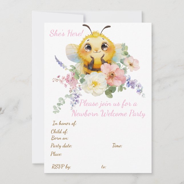 Darling Bee Invitation (Front)