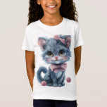 Darling Blue Kitten with Playful Pink Bows T-Shirt<br><div class="desc">This enchanting blue kitten design, adorned with sweet pink bows, is a delightful treat for anyone who loves a touch of whimsical charm and playful elegance! Featuring an adorable kitten in a unique, soft blue hue, made even more precious with dainty pink bows (perhaps on its ears or collar), this...</div>