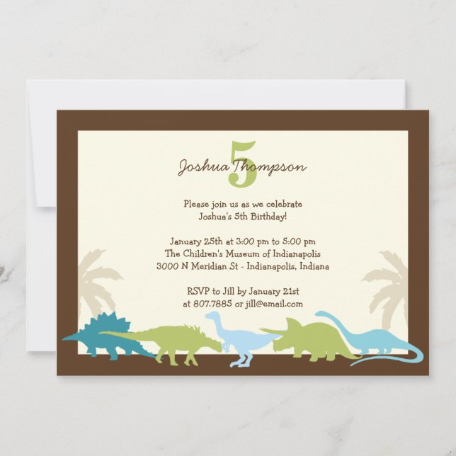 Darling Dinosaurs Birthday Party Invitation (Front)