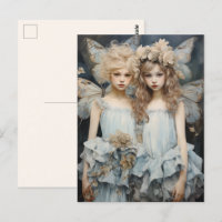 Darling Fairies Blue Satin Dress Pretty Wings