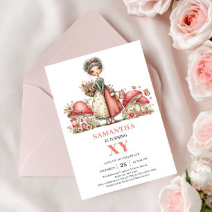 Darling Fairy 5th Birthday Pink Mushroom Invitatio Invitation
