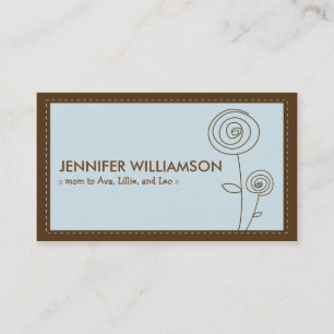 Darling Flower Mommy Calling Card (blue)