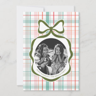 Darling Gingham Bow Photo Christmas Card