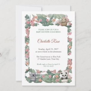 Darling Hideaway Animals Baby Shower Invitation