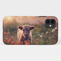 Darling Highland Cow with Butterflies Beautiful