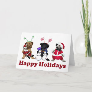 Darling Holiday Pug Celebrating Christmas Card