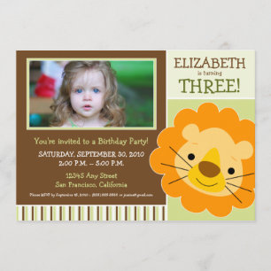 Darling Lion Girls Birthday Party Invite (sage)