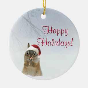 Darling little chipmunk animal Christmas Ornament