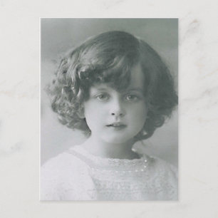 Darling Little Girl Curly Hair Vintage Style PC Postcard