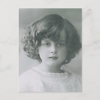 Darling Little Girl Curly Hair Vintage Style PC Postcard