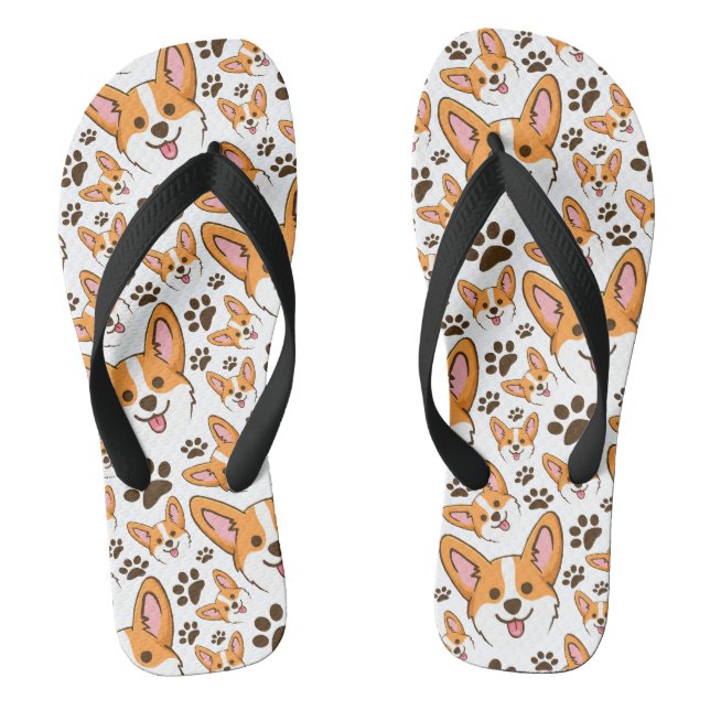 Darling Pembroke Welsh Corgi Pet Puppy Dog Flip Flops (Footbed)