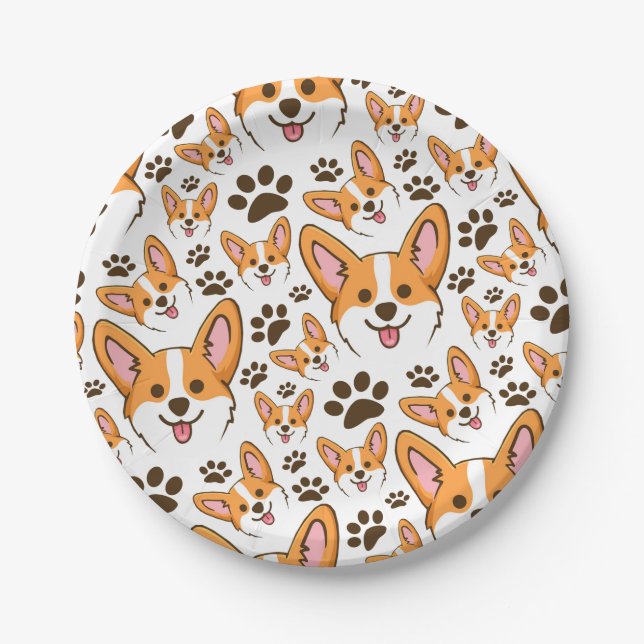 Darling Pembroke Welsh Corgi Pet Puppy Dog Paper Plate (Front)