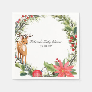 Darling Reindeer Christmas Baby Shower Napkin