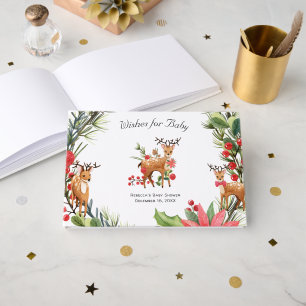 Darling Reindeer   Christmas Forest Baby Shower Guest Book
