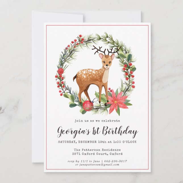 Darling Reindeer | Invitation de fête d'anniversai (Devant)