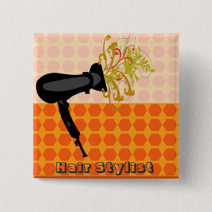 Darling Retro Hair Stylist Salon Vintage Pattern 2 Inch Square Button