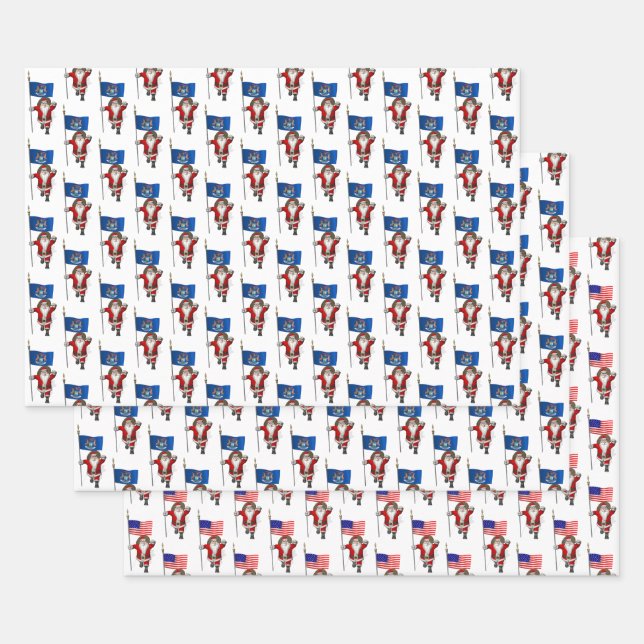 Darling Santa Claus Visits Michigan Wrapping Paper Sheet (Set)
