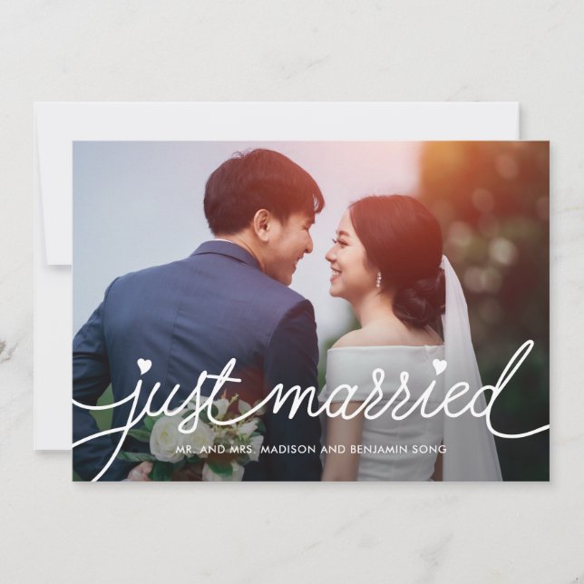 Darling Script Editable Colour Wedding Announcemen Thank You Card (Front)