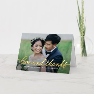 Darling Script FOIL Folded Photo Thank You Card