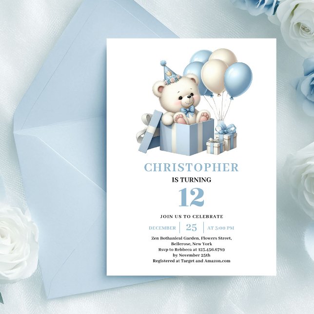 Darling teddy bear dusty blue boy birthday invites (Darling teddy bear dusty blue boy birthday invitation

)